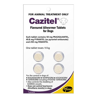 Cazitel Flavoured Allwormer for Small Dogs 22 lbs.
