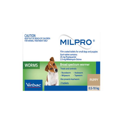 Milpro Allwormer for Dogs 0.5 - 5 kg (Up to 11lbs)