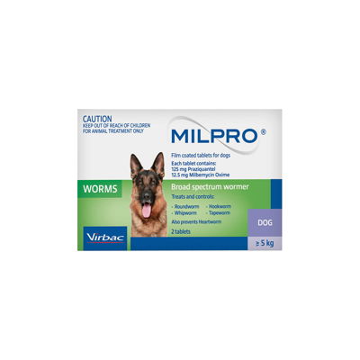 Milpro Allwormer for Dogs 5 - 25 kg (11 - 55lbs)