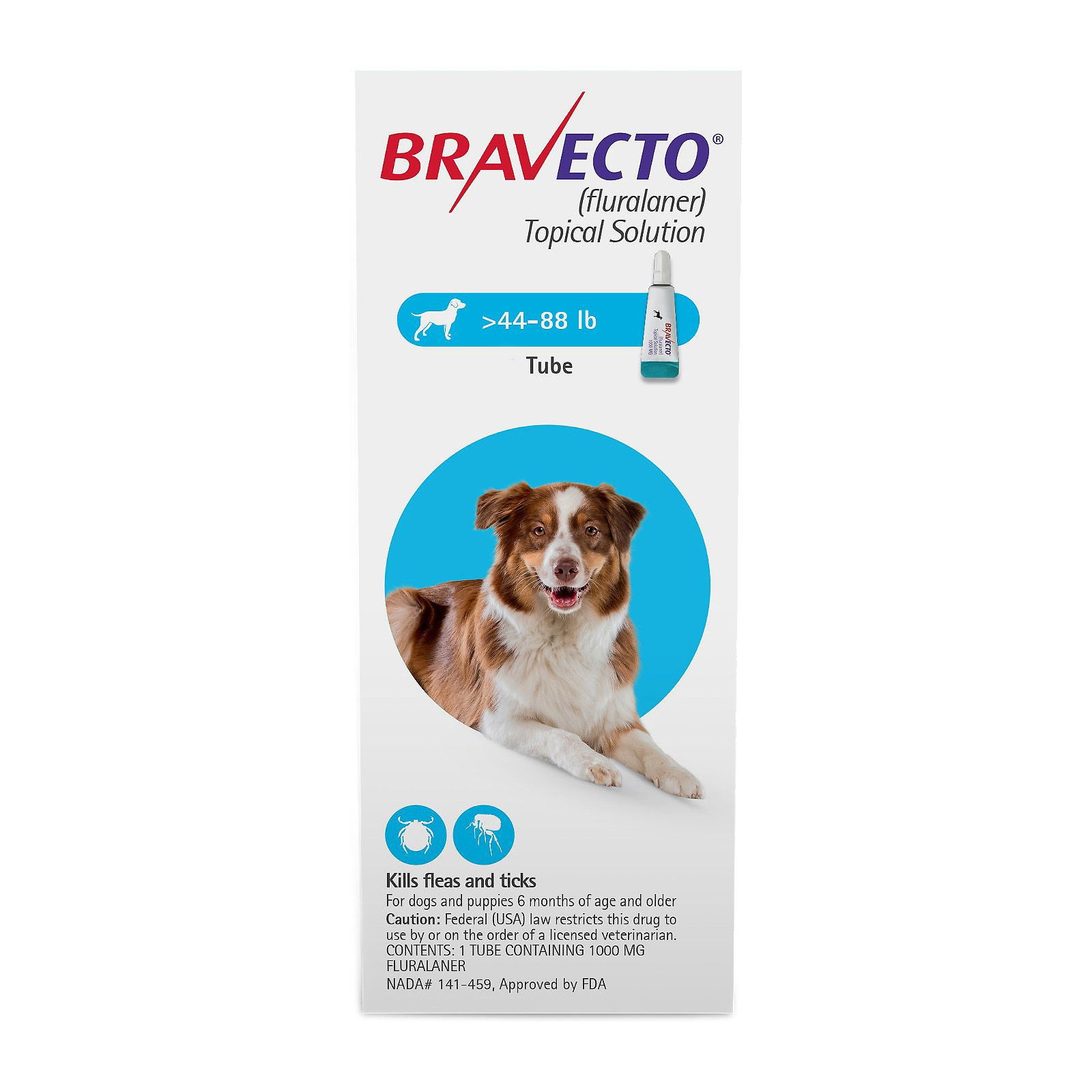 Bravecto Topical for Large Dogs (44 - 88 lbs) Blue 1 DOSES