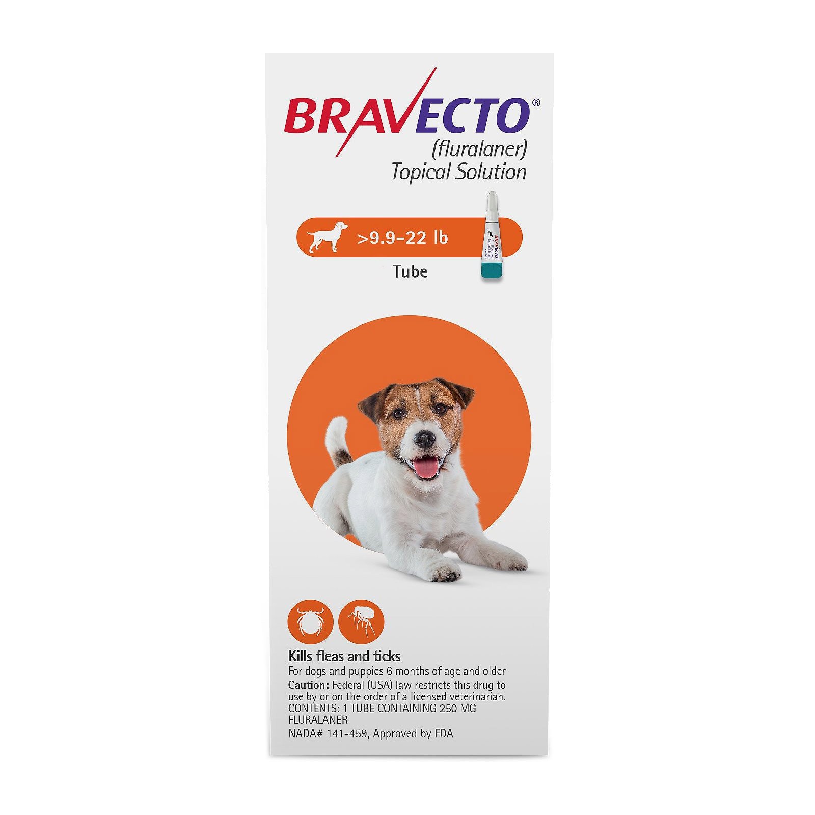 Bravecto Topical for Small Dogs (9.9 22 lbs) Orange 1 DOSES