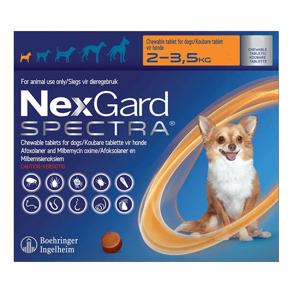 Nexgard Spectra for XSmall Dogs 4.4-7.7 lbs (Orange)