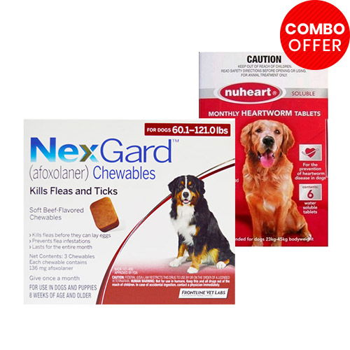 Nexgard + Nuheart Combo Pack - For Medium Dogs (10-24lbs)6 Doses of ...