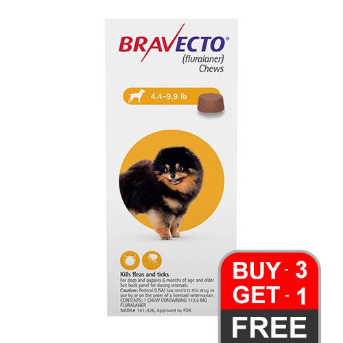 Bravecto for Toy Dogs 4.4 to 9.9 lbs (Yellow)