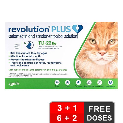 Revolution Plus for Large Cats 11-24lbs (5-10Kg) Green