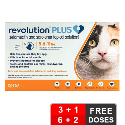 Revolution Plus for Medium Cats 5.5-11lbs (2.5-5Kg) Orange