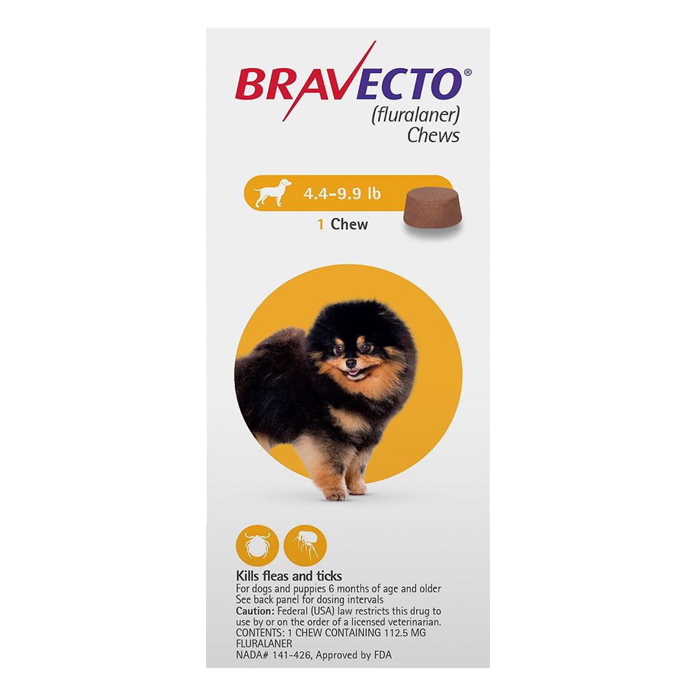 Bravecto for Toy Dogs 4.4 to 9.9 lbs (Yellow)
