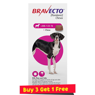 Bravecto for Extra Large Dogs 88-123lbs (Pink)