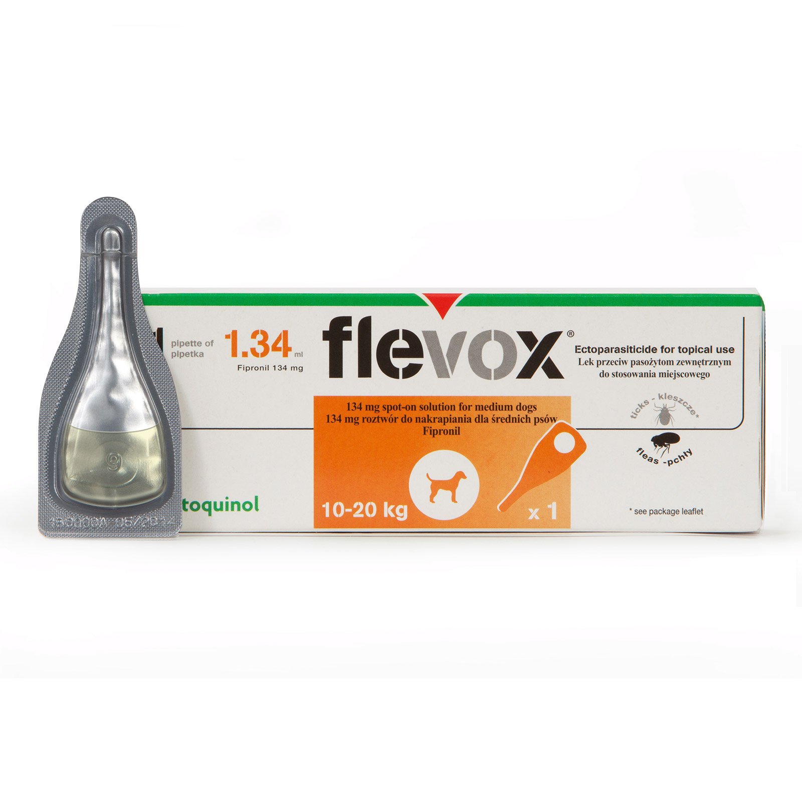 Flevox Spot-On for Medium Dogs 23 to 44 lbs. (Orange)