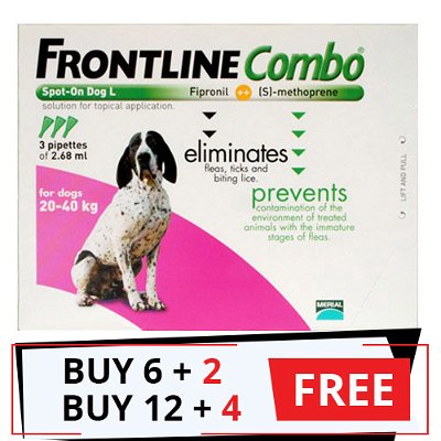 Frontline Plus (Known as Combo) for Large Dogs 45-88 lbs (Purple)
