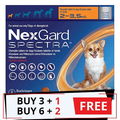 Nexgard Spectra Tab XSmall Dog 4.4-7.7 lbs Orange