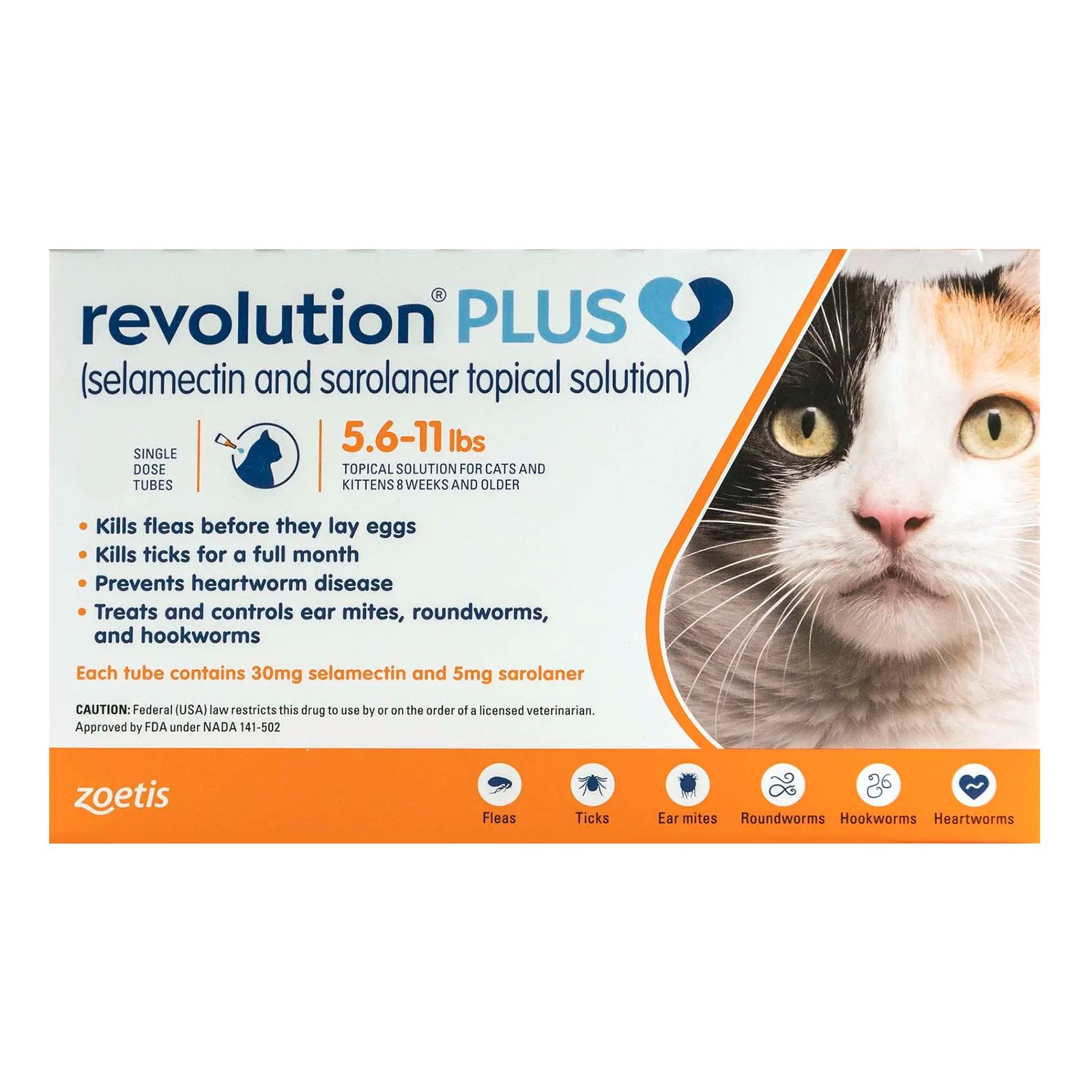 Revolution Plus for Medium Cats 5.511lbs (2.55Kg) Orange 3 PACK