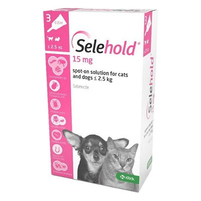 Selehold (Selamectin) For Puppy/Kitten Upto 5.5lbs (Pink) 15mg/0.25ml
