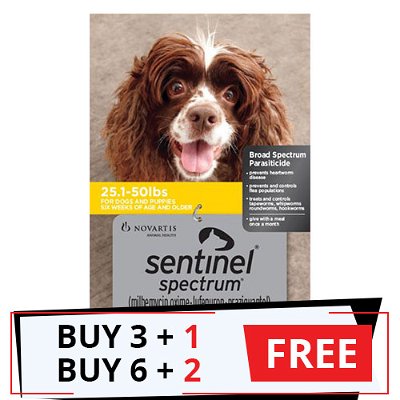 Sentinel Spectrum Yellow for Dogs 25.1-50 lbs