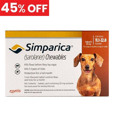 Simparica Chewables for Dogs 11.1-22 lbs (Brown)