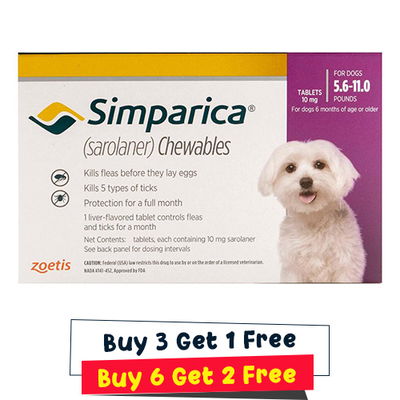 Simparica Chewables for Dogs 5.6-11 lbs (Purple)