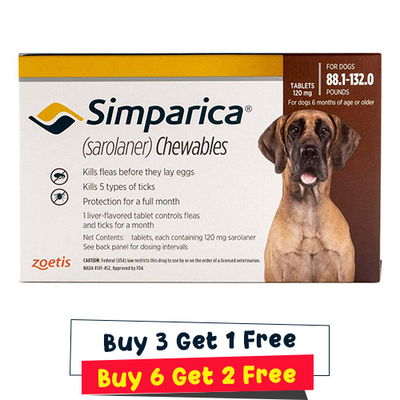 Simparica Chewables for Dogs above 88 lbs (Red)