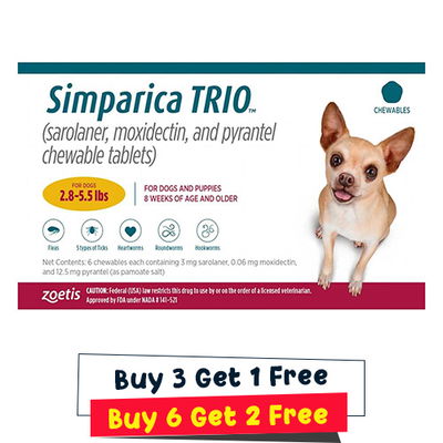 Simparica TRIO for Dogs 2.8-5.5 lbs (Gold)