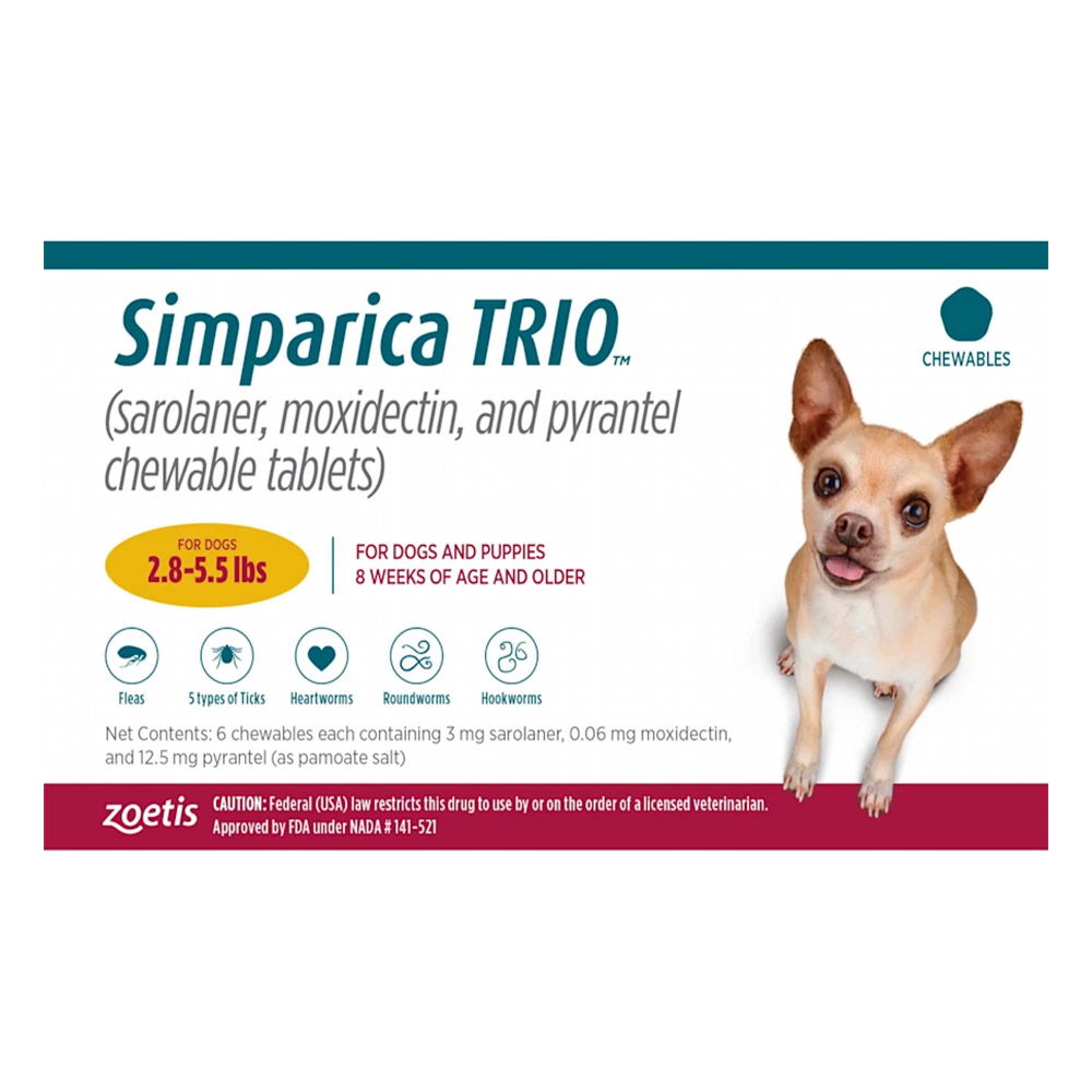 Simparica TRIO for Dogs 22.1-44 lbs (Teal) 6 CHEWS